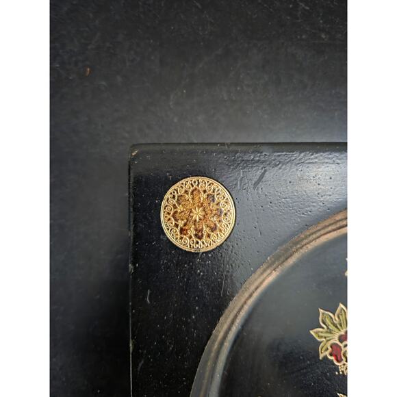 Florentia Italy 9.5" Hand-Painted Wooden Tray Birds & Floral Gold Accents - Picture 5 of 7